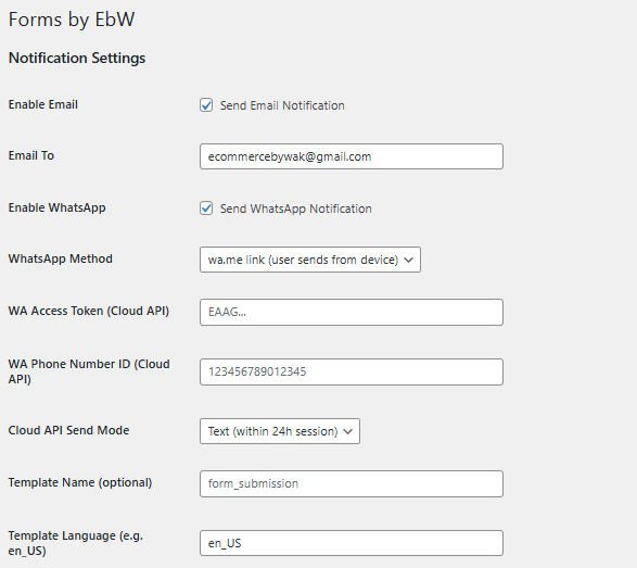 WhatsApp settings