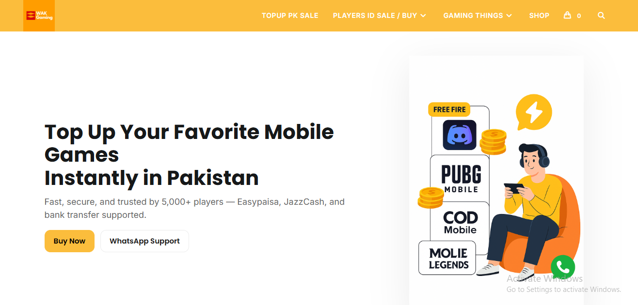 Wak Gaming Website Screenshot